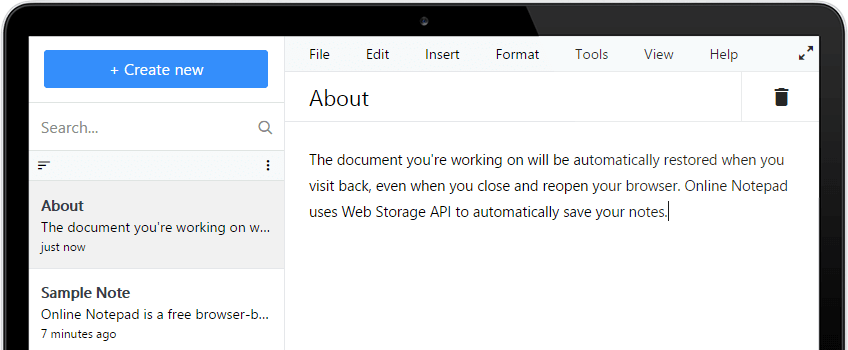 Wetinfo Online Notepad Screenshot