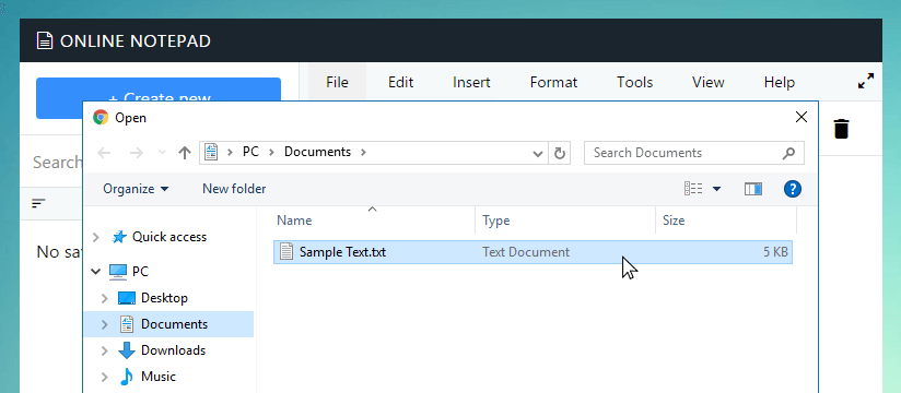Open file dialog in Wetinfo